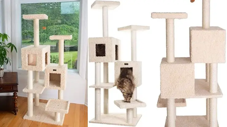 Armarkat A6702 Pet Cat Tree with Two Houses, 67", Beige
